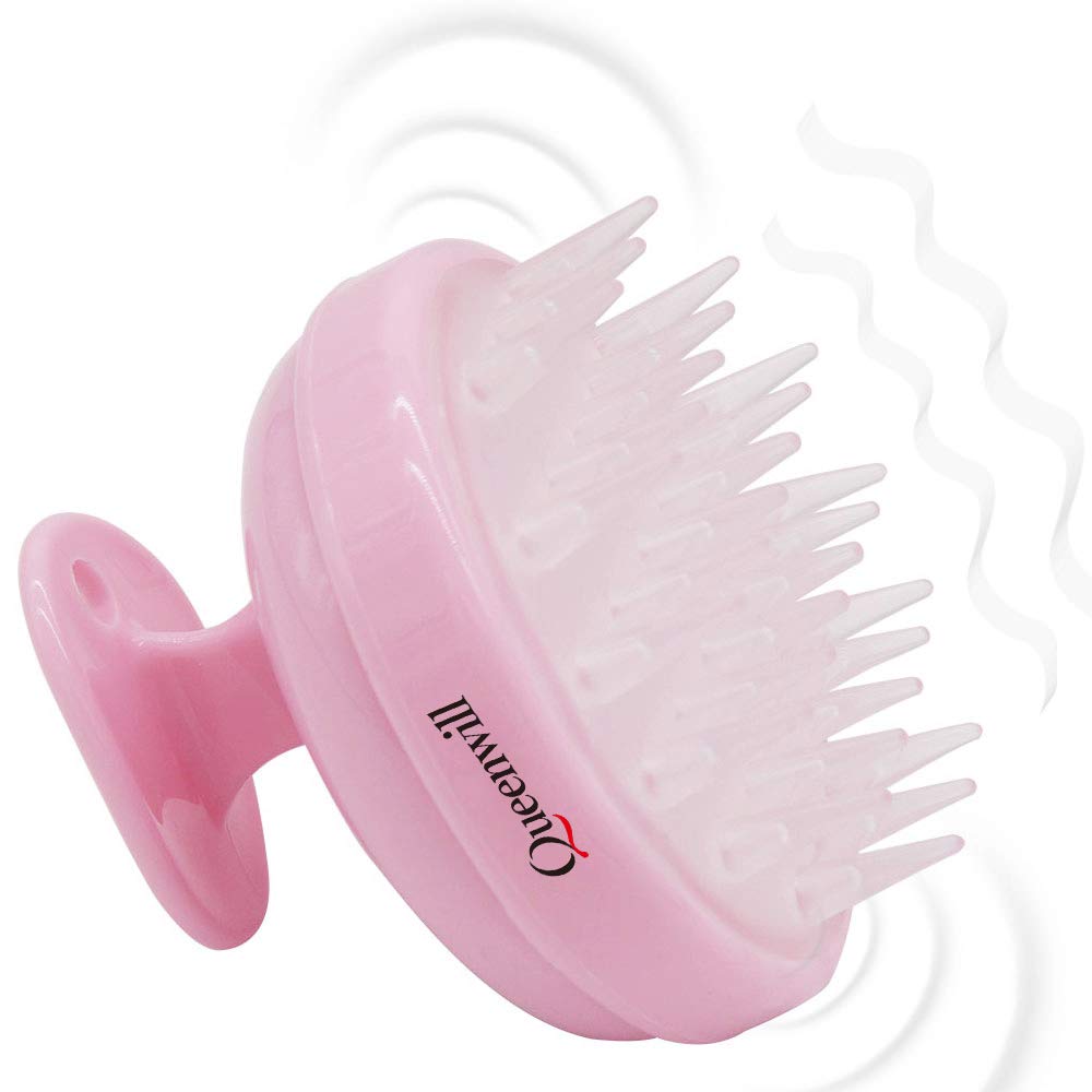 Queenwill Electric Cordless Hair Massager - Pink, 1 Count, Thermoplastic Elastomer, 2 Vibration Modes for Hair Growth & Relaxation