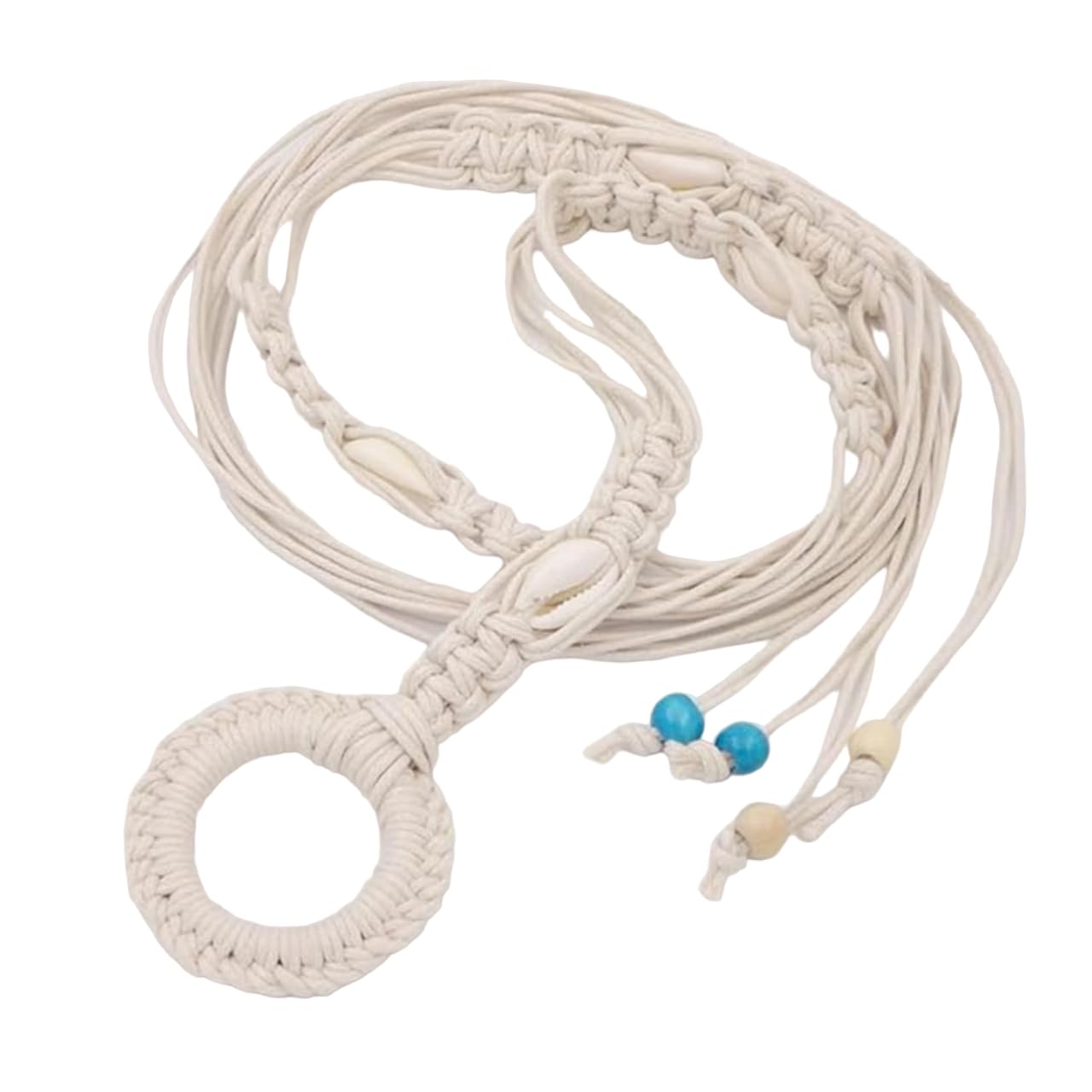 Ani Accessories 1 Pcs Macrame Girls Casual Braided Ring Boho Style Rope Beads Shell Decoration & Ring Waist Cord Belt, Suitable 