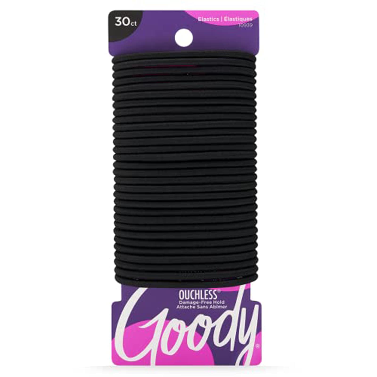 Goody Ouchless Womens Elastic Hair Tie - 30 Count, Black - 4MM for Medium Hair- Hair Accessories for Women Perfect for Long Last