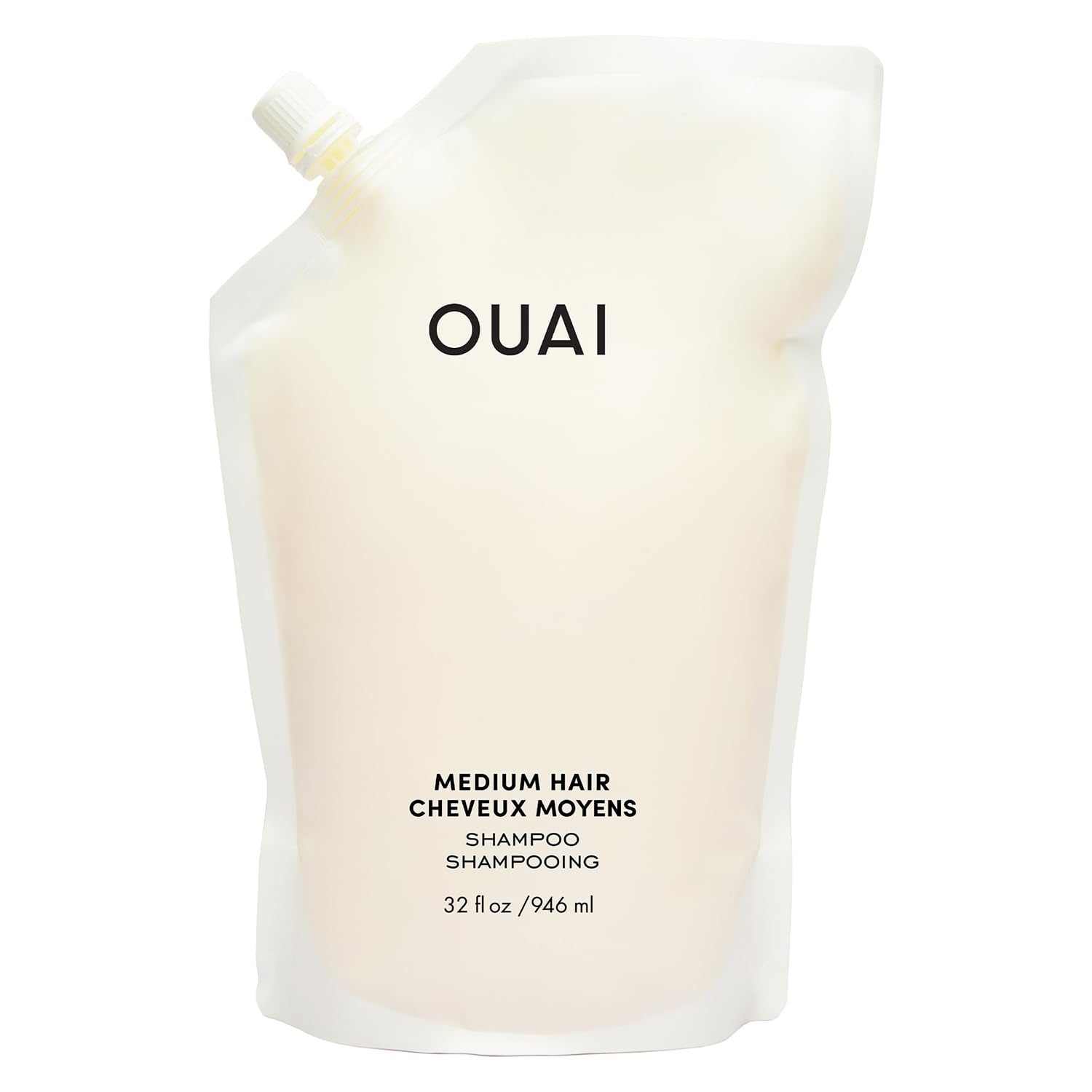 OUAI Medium Shampoo Refill - Hydrating Shampoo with Coconut Oil, Babassu, Kumquat Extract and Keratin - Strengthens, Nourishes a