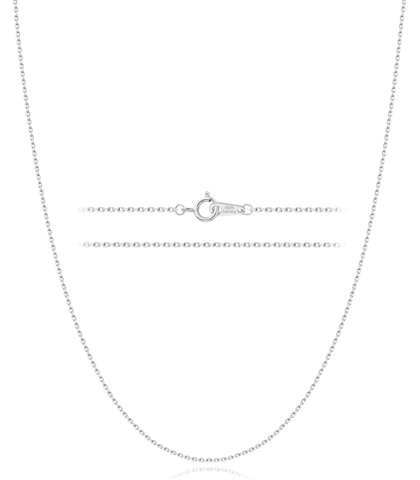 Gacimy Sterling Silver Chain Necklace for Women, 1.3mm Thin 925 Sterling Silver Cable Necklace for Women, 24  Length with 2  Ext