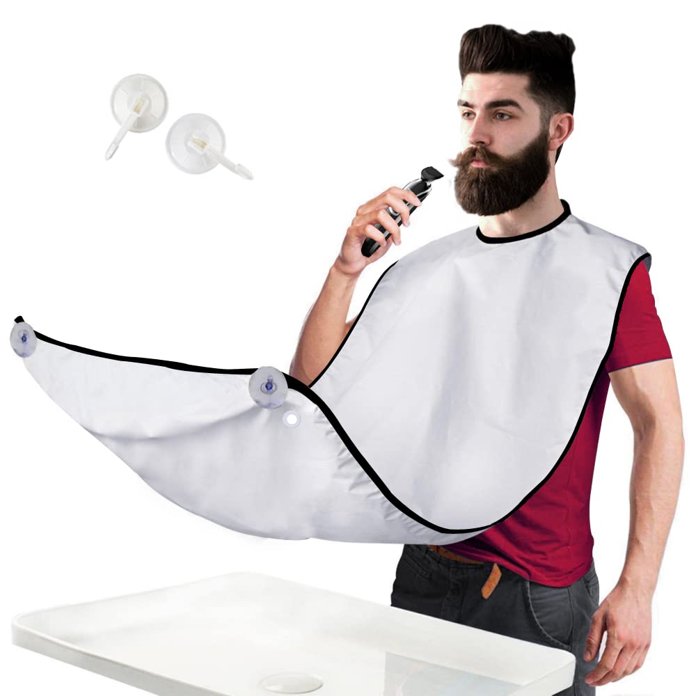 Beard Shaving Catcher Bib - The Smart Way to Shave - Beard Trimming Apron & Shaving Cape - Perfect Grooming Gift or Men's Birthd