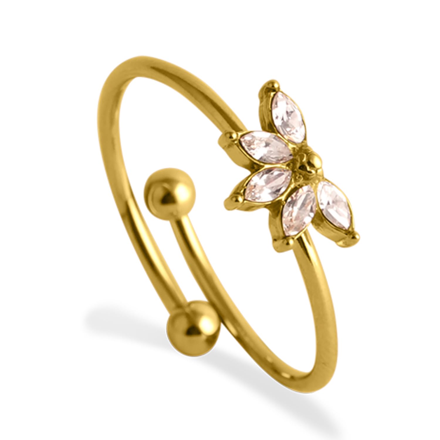Palmonas Floral Harmony Ring For Womens (Size  One Size)  Waterproof & AntiTarnish, Gift For Girls & Women