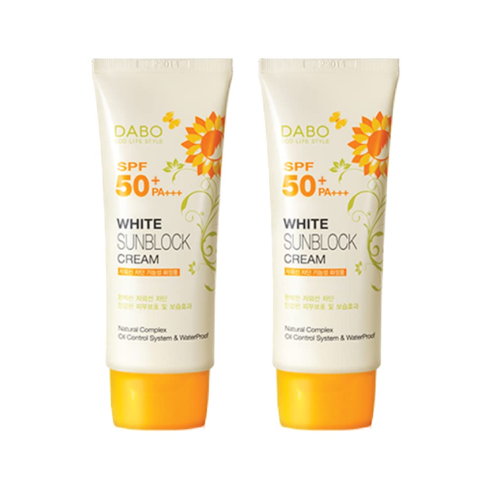 DABO White Sunblock Cream SPF50+ PA+++ 70ml / 2.36 fl. oz. x 2Pack UV Protection Without Stickiness