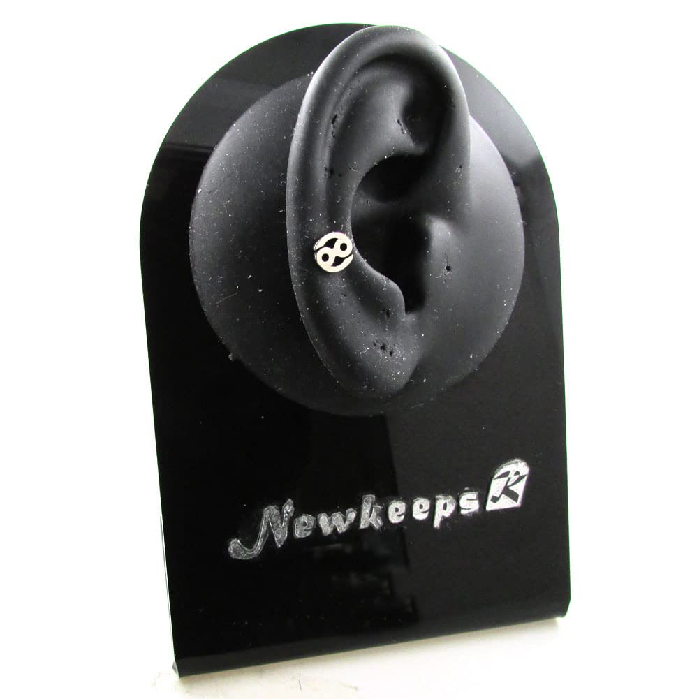 NewkeepsR 16g-Titanium Threadless Zodiac 12 Constellation Astrology Jewelry Stud Earring-Cancer