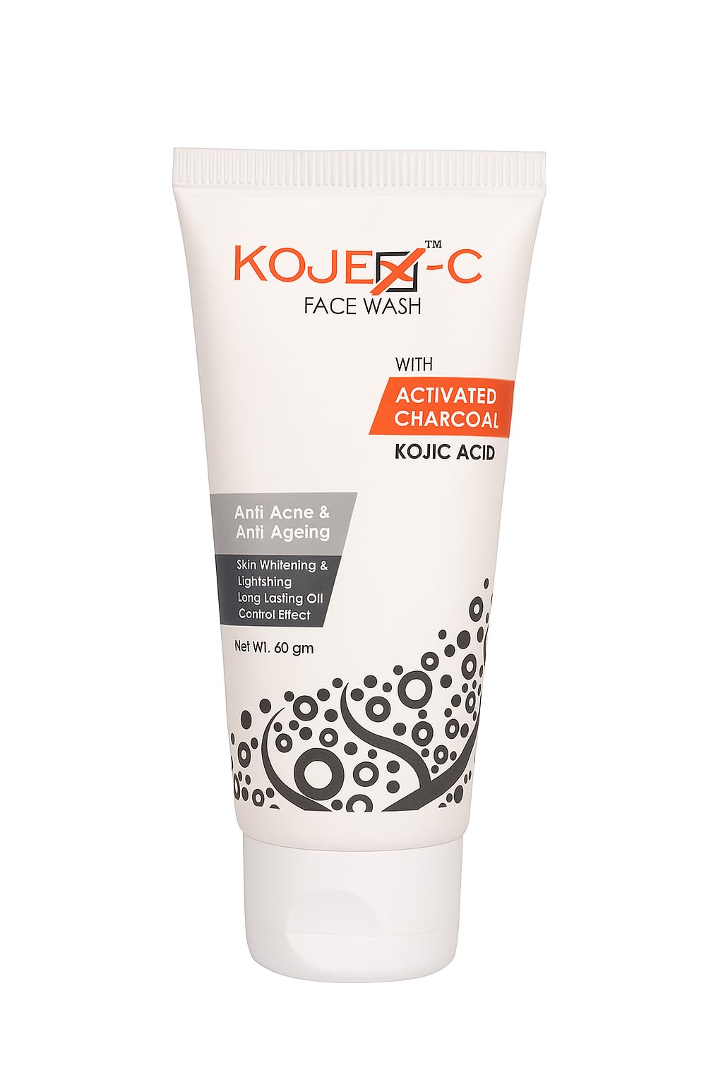 KojexC Face Wash With Activated Charcoal & Kojic Acid  Anti Acne & Anti Ageing | Skin Whitening & Brightening | Oil Control Fa