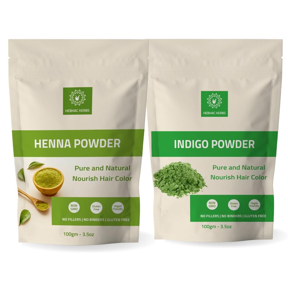 Henna and Indigo Powder for Hair Color, Growth - 200g (100g Each), Pure and Natural Hair Dye
