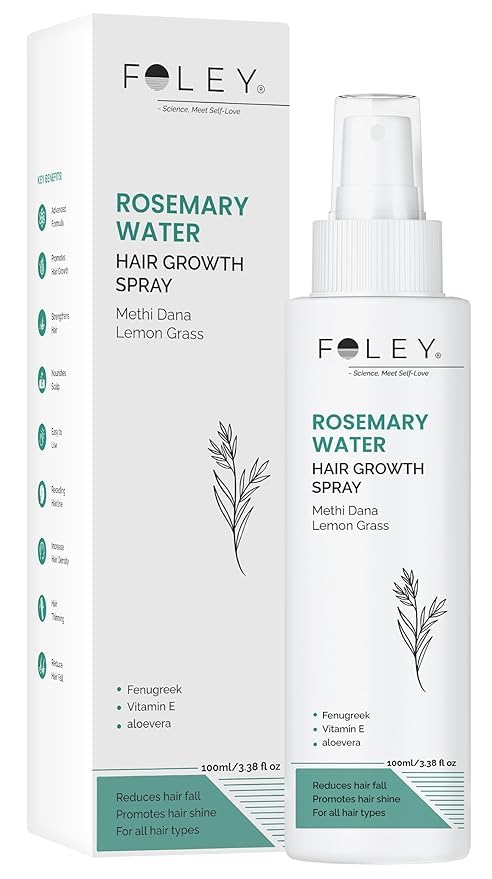 Foley Rosemary Water Hair Spray with Fenugreek, Vitamin E & Aloe Vera - Helps Nourish Hair & Scalp, Supports Healthy-Looking Hai