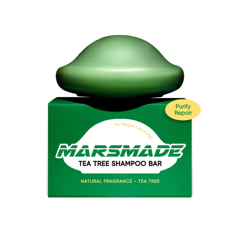 Mars Made Tea Tree Shampoo Bar 2.0 - Hydrating & Moisturizing Natural Hair Soap Bar Shampoo For Excess Oil Build-Up & Scalp Nour