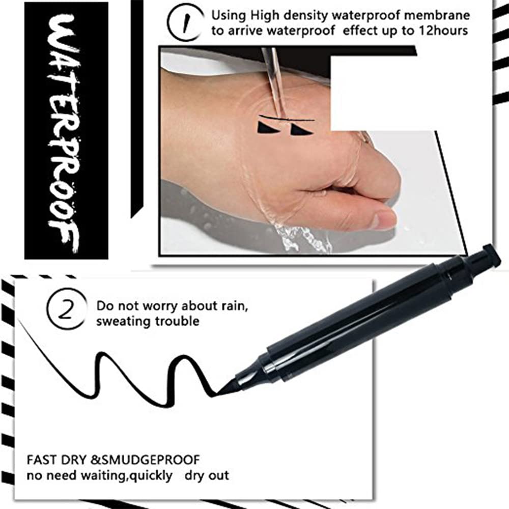 Amy'S Diary Eyeliner Stamp 2 Pens Winged Stamp Eyeliner, Perfect Wing Cat Eye Stencil Stamp For All Eye Shapes, Winged Eyeliner