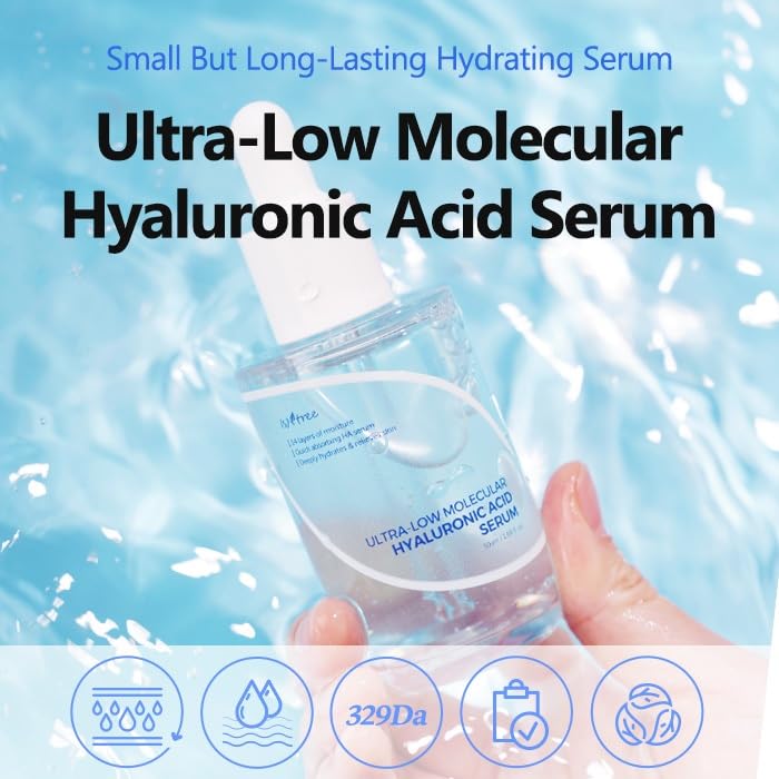 Isntree Ultra-Low Molecular Hyaluronic Acid Serum 50Ml, 1.69 Fl.Oz | Quick Absorbing | Deep Hydration & Skin Smoothing | Korean