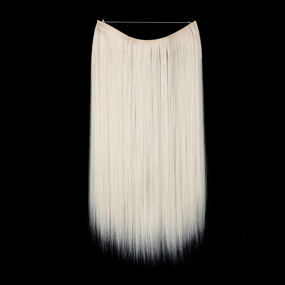 Sarla Invisible Wire Hair Extensions Platinum Blonde Long Straight Synthetic Hairpieces For Women 18 Inch Adjustable Transparent