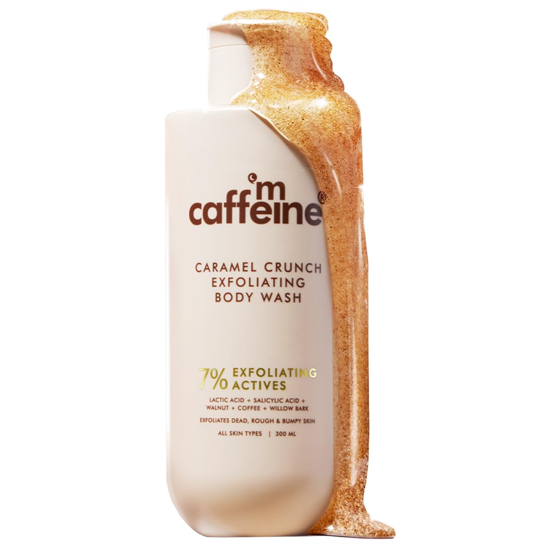 Mcaffeine 7% Exfoliating Body Wash 300Ml | 1% Salicylic & 2% Lactic Acid | Winter Bodywash For Dry Skin| Reduces Body Acne & Ing
