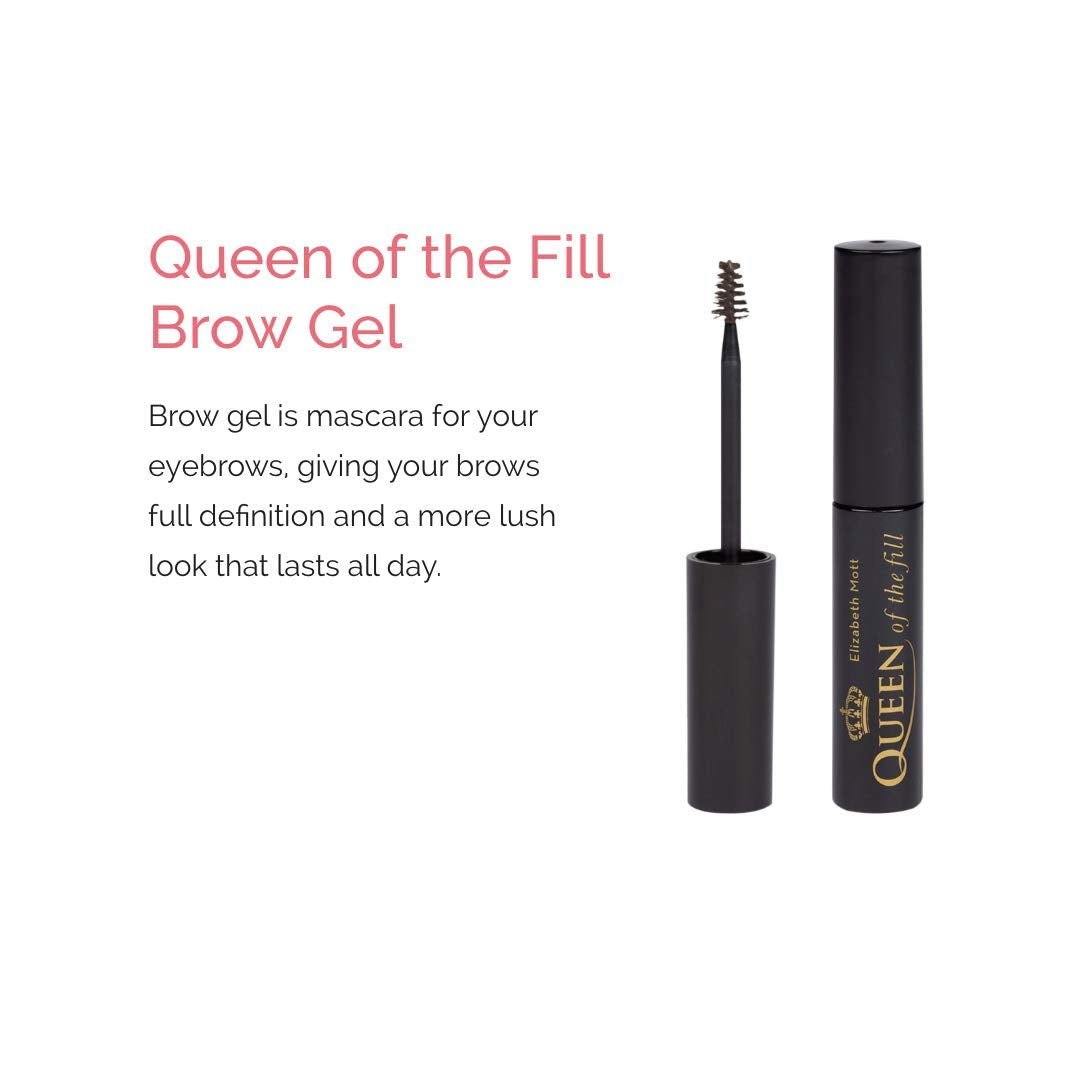 Elizabeth Mott Eyebrow Gel Makeup - Queen Of The Fill Brow Tint And Filler - Brush To Fill In Eyebrows And Cover Gray Hairs, Wat