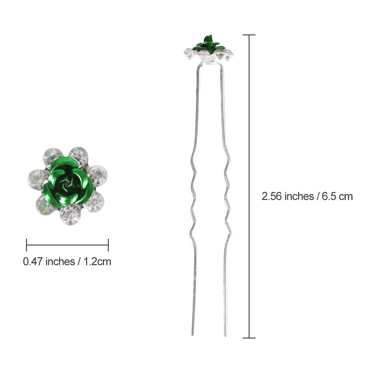 Betiteto 40 Pcs U-Shaped Flower Rhinestone Hair Pins Crystal Hair Accessories For Bridal Wedding Party Girls' Sweet Sixteen (Gre