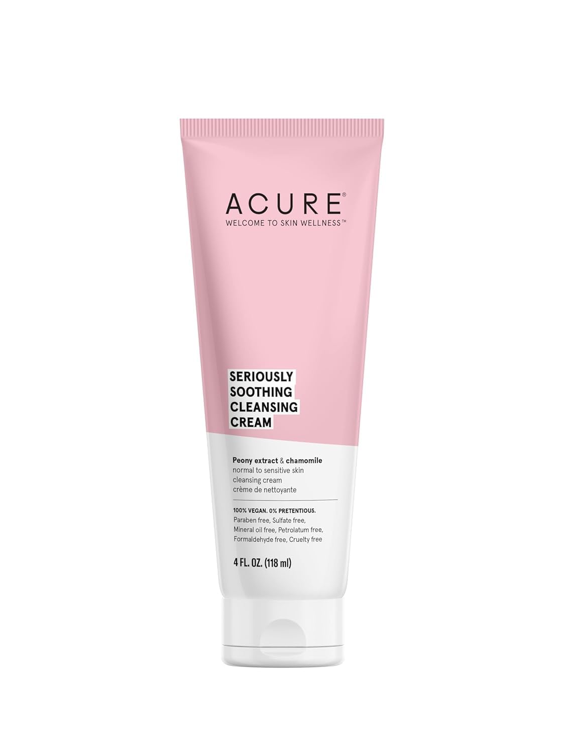 Acure Seriously Soothing Cleansing Cream | 100% Vegan | For Dry To Sensitive Skin | Peony Extract & Chamomille - Soothes , Hydra