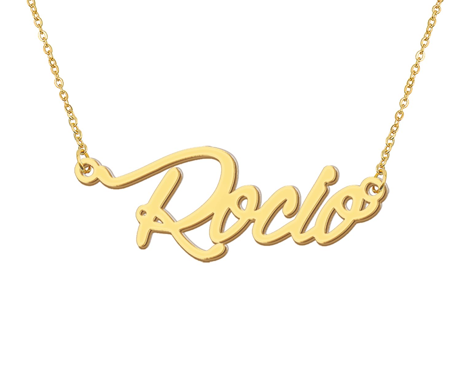 Aoloshow Rocio Name Initial Necklace for Womens Stainless Steel 18k Gold Plated Nameplate Jewelry Valentine Day