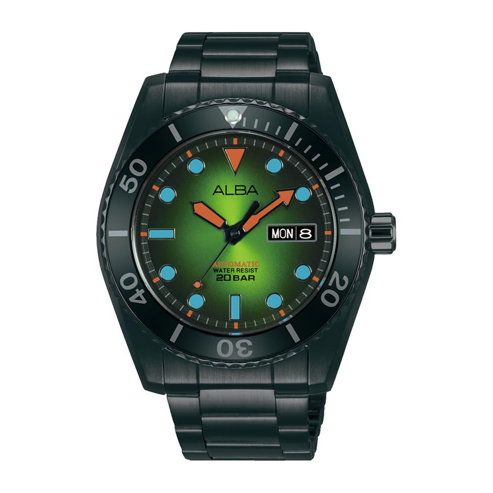 Alba Stainless Steel Men Analog Wristwatch Al4285X1, Green Dial, Black Band