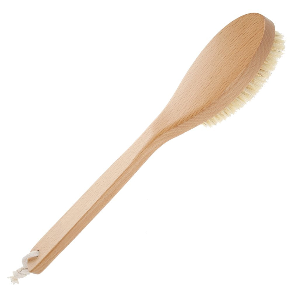 Bath Body Brush Long Handle Wooden Shower Brush With Natural Bristles