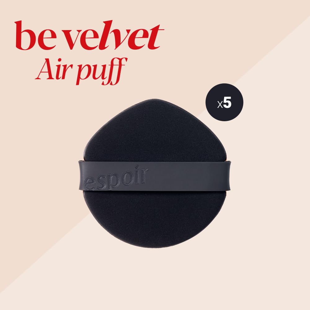 Espoir Be Velvet Air Puff 5Ea | Flawless Face Makeup Fast And Easily | Makeup Sponge Applicator Air Cushion Powder Puff For Liqu