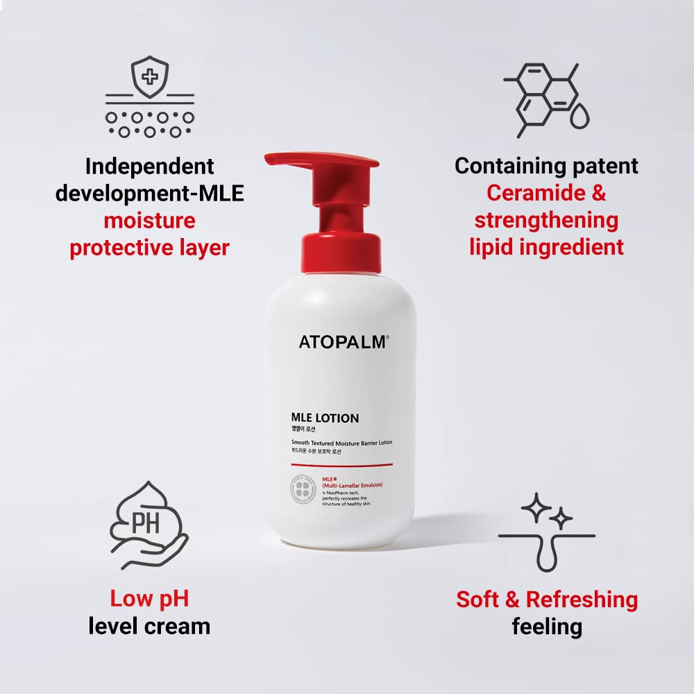 ATOPALM MLE Lotion 120ml 4.05 Fl Oz for Sensitive Skin, 48 Hours Long Hydration with Ceramide, Long-Lasting Moisturizing Body Lo