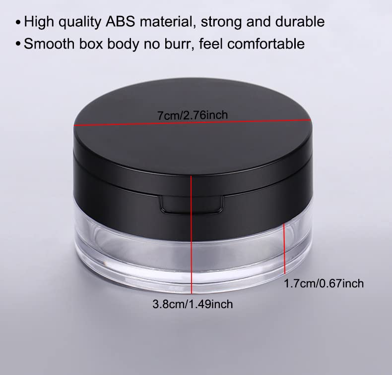 AKOAK 2 Pcs Capacity 20 ml(0.67 oz) Empty Reusable Plastic Loose Powder Compact Container DIY Makeup Powder Case with Sponge Pow