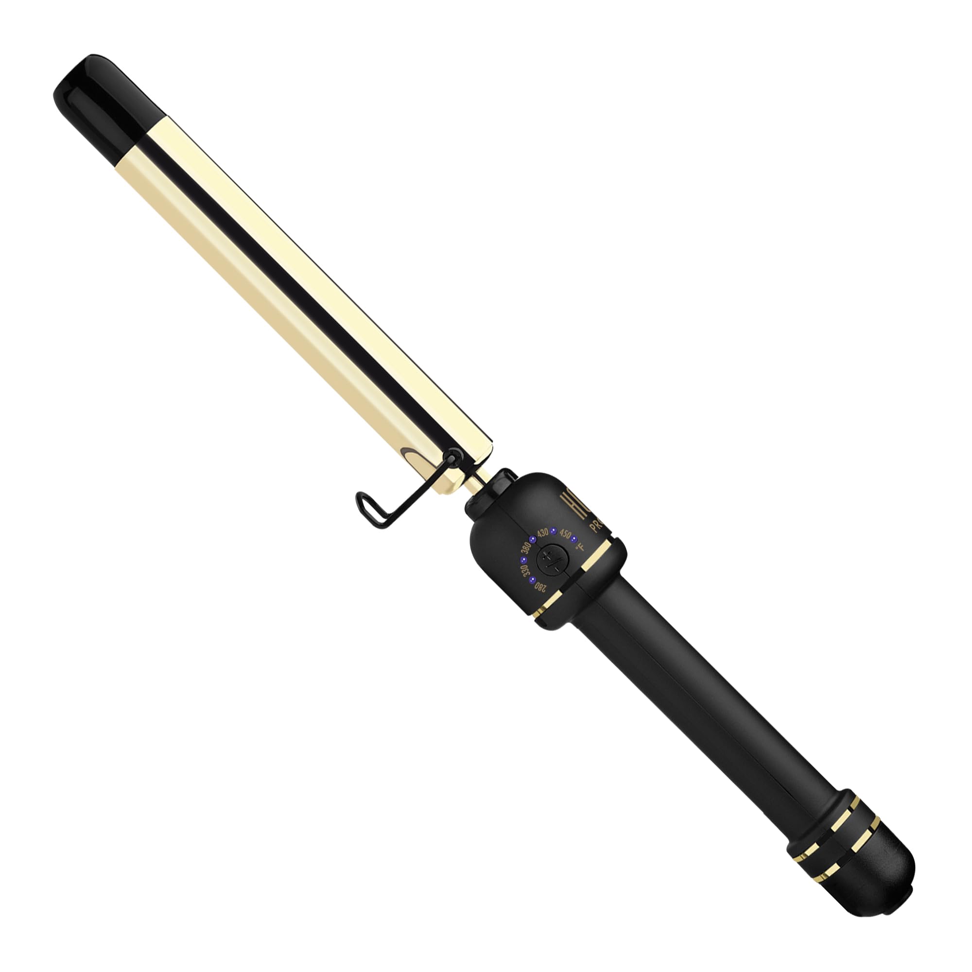 HOT TOOLS New and Improved 24K Gold Professional 1'' Extended Barrel Curling Wand for Bouncy Curls | No Clamp for Quick and Easy