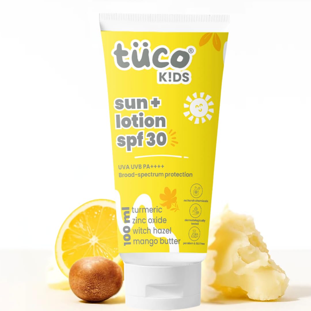 Tuco Kids Sunscreen Lotion | Body & Face | Spf 30 | 3-15 Yrs | Turmeric, Licorice, Mango Butter | Uva/Uvb Pa++++ | Broad Spectru