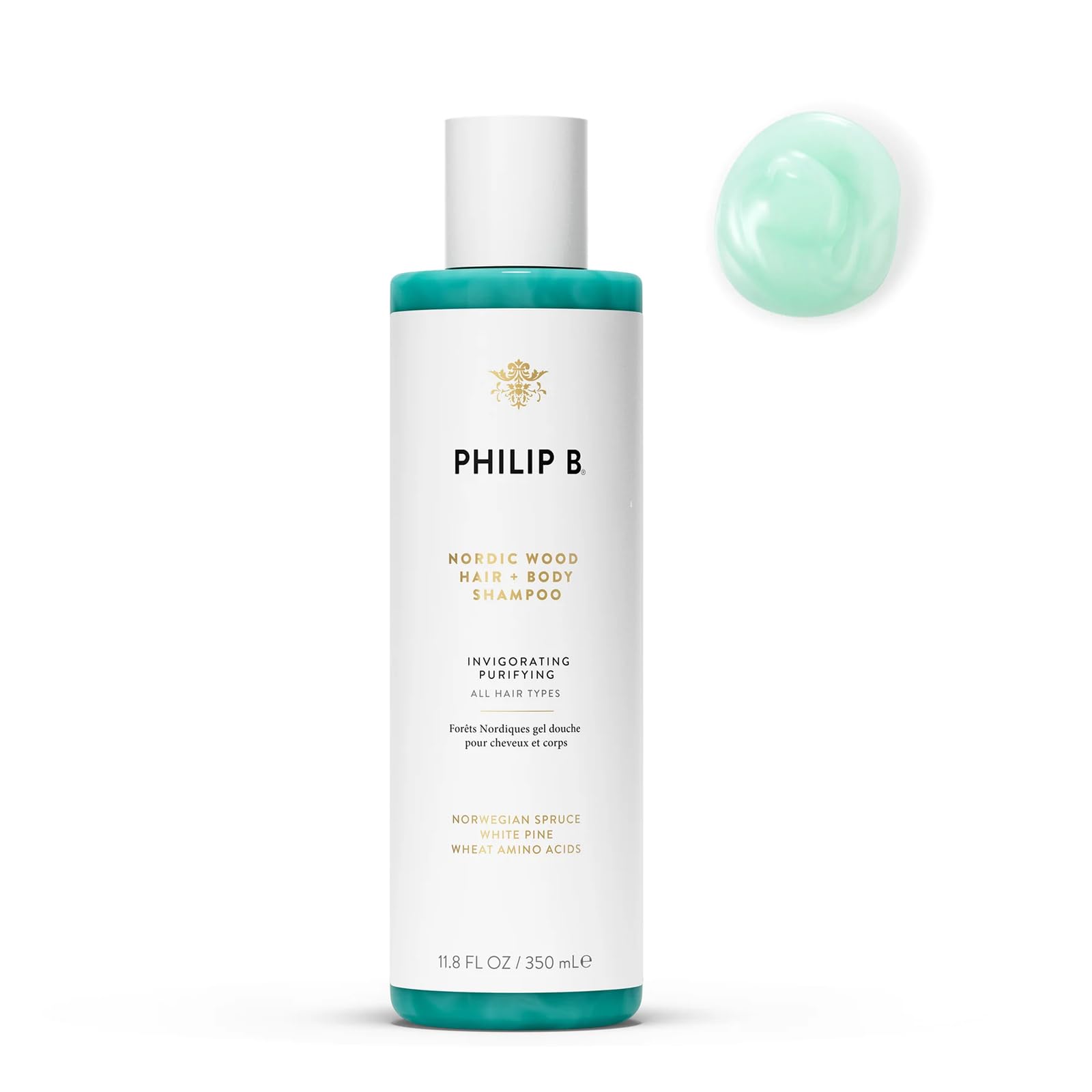 Philip B Nordic Wood Hair + Body Shampoo | Invigorating and Purifying Hair and Body Shampoo that Lathers Up Luxuriously, 11.8 oz