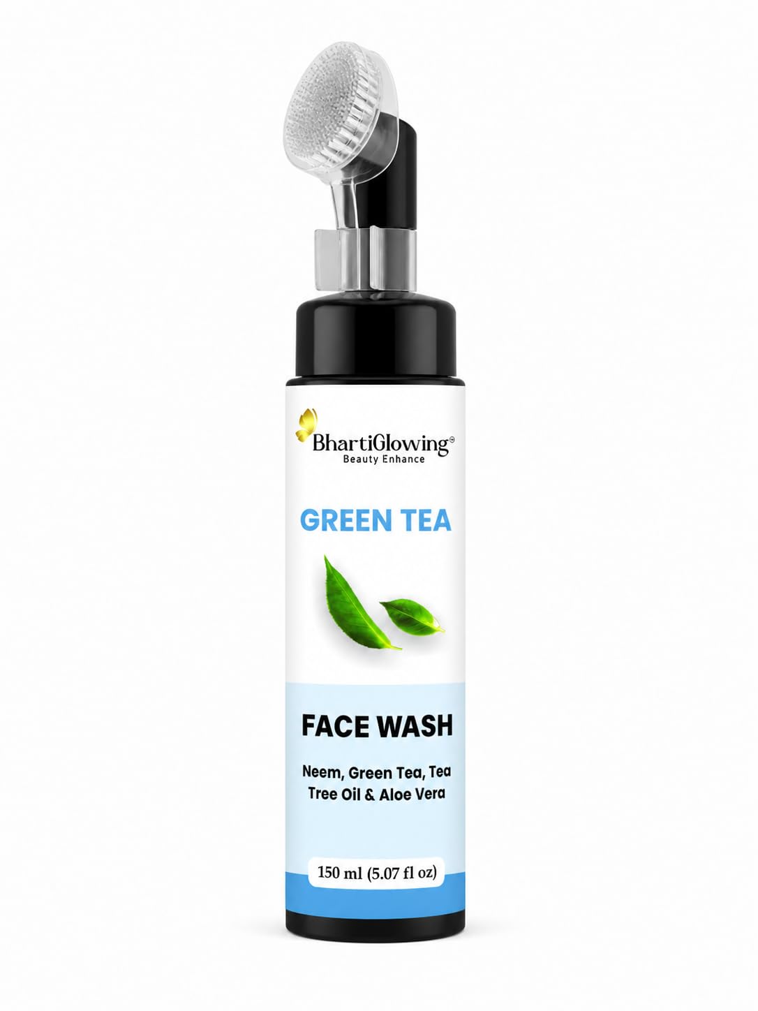 Bhartiglowing Green Tea Face Wash With Neem, Tea Tree Oil & Aloe Vera, Gel Form, 150 Ml, For Oily And AcneProne Skin
