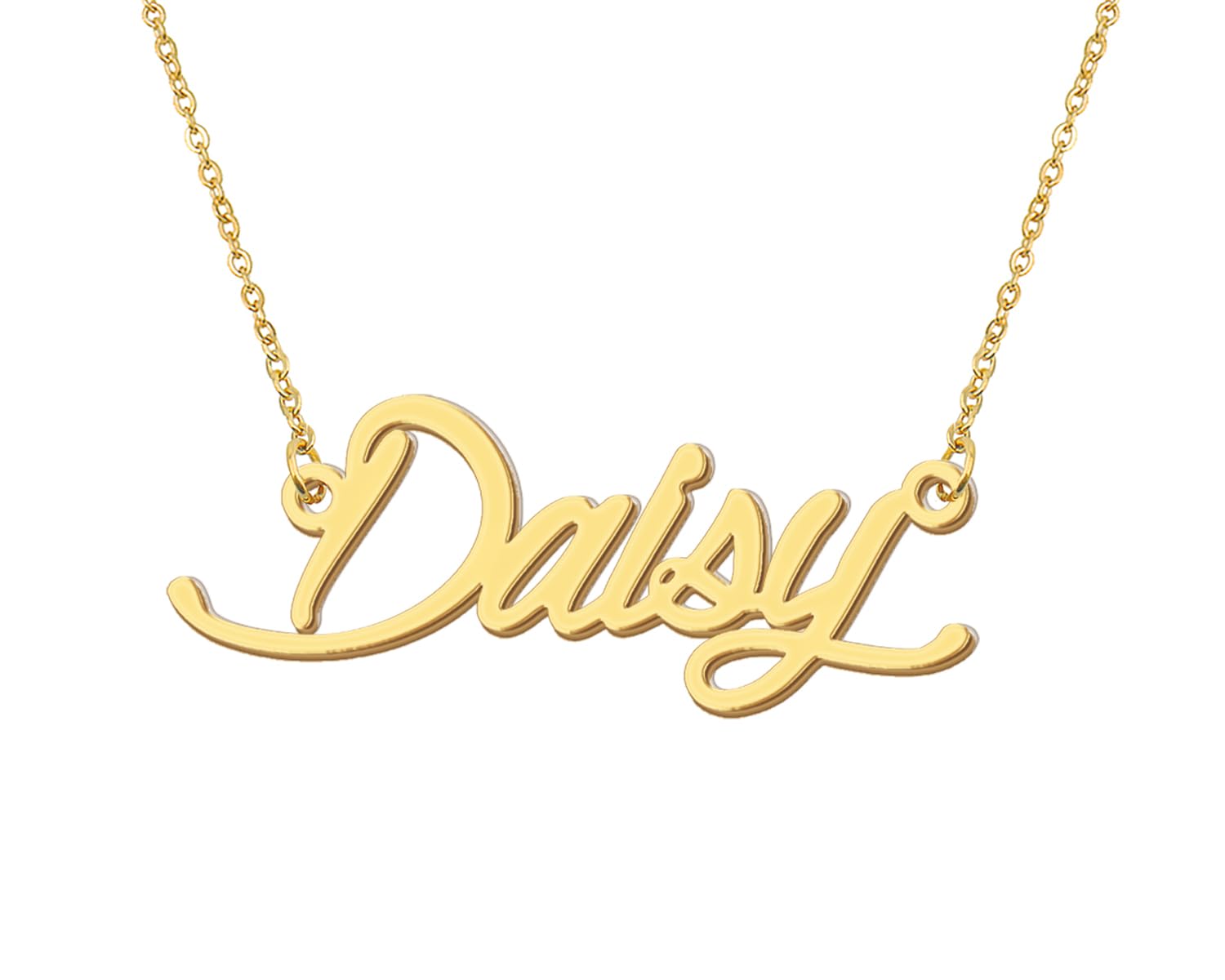 Aoloshow 18k Gold Plated Necklace with Daisy Name Womens Nameplate Choker Necklaces Stainless Steel Jewelry for Valentine Day