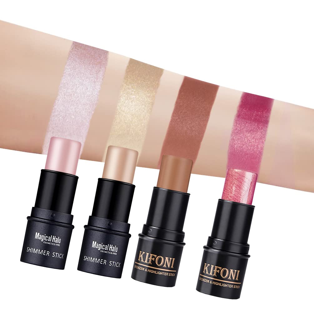 Sumeitang 4Pcs Contour Stick - Highlighter And Cream Blush Stick 4 Colors Kit - Moisturizer, Face Brightens & Shades Pencil, Fac