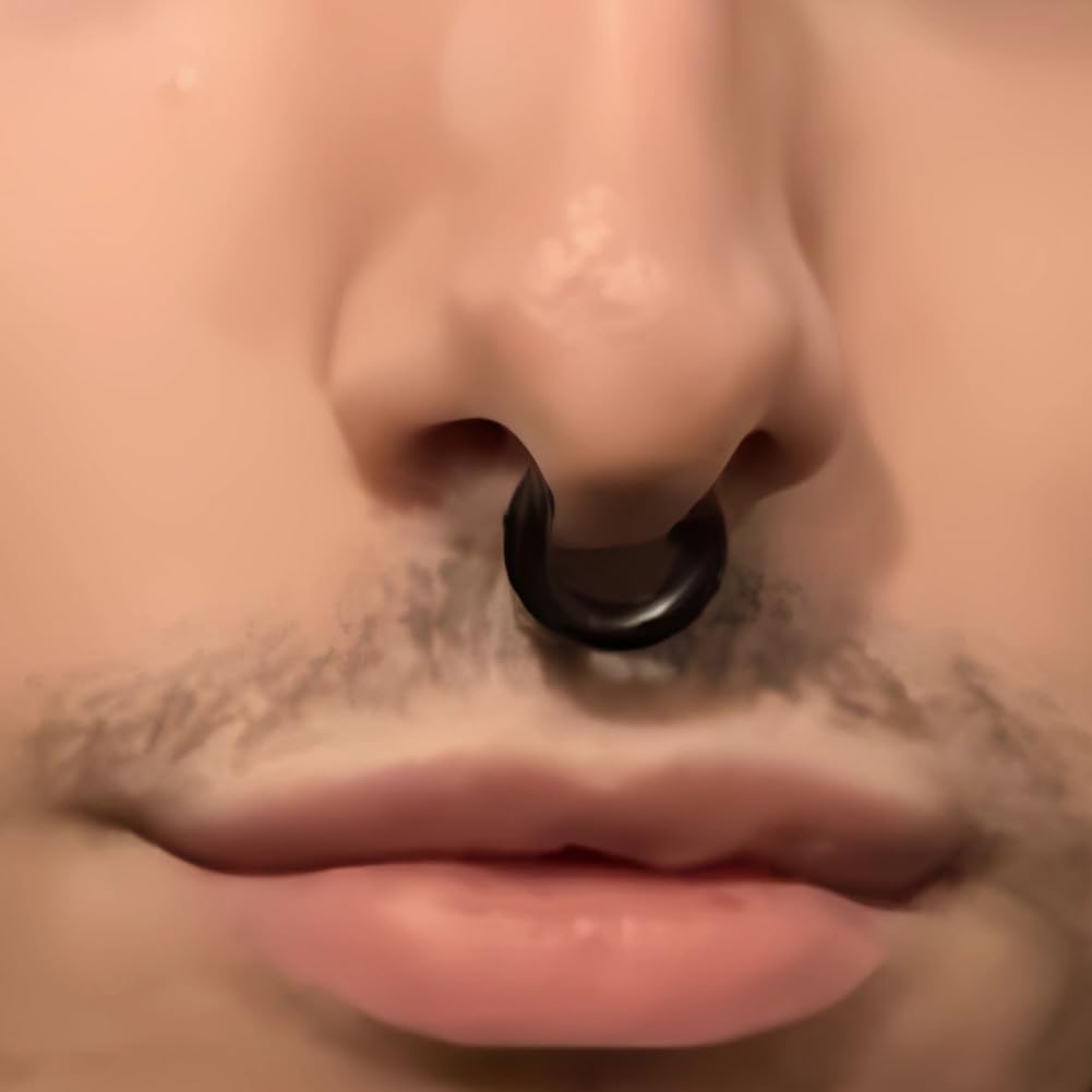 NewkeepsR 12G  16mm Black Large Gauge Prince Albert 316L Surgical Steel Septum Hinged Clicker Segment Orbital Conch Rings