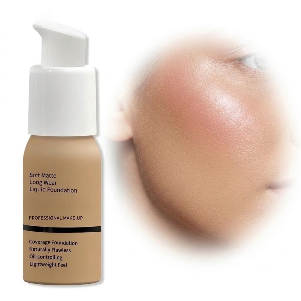 Liquid Foundation and Concealer, Full Coverage, Natural Matte Finish, OilControl, LongLasting, SmudgeProof (05#)