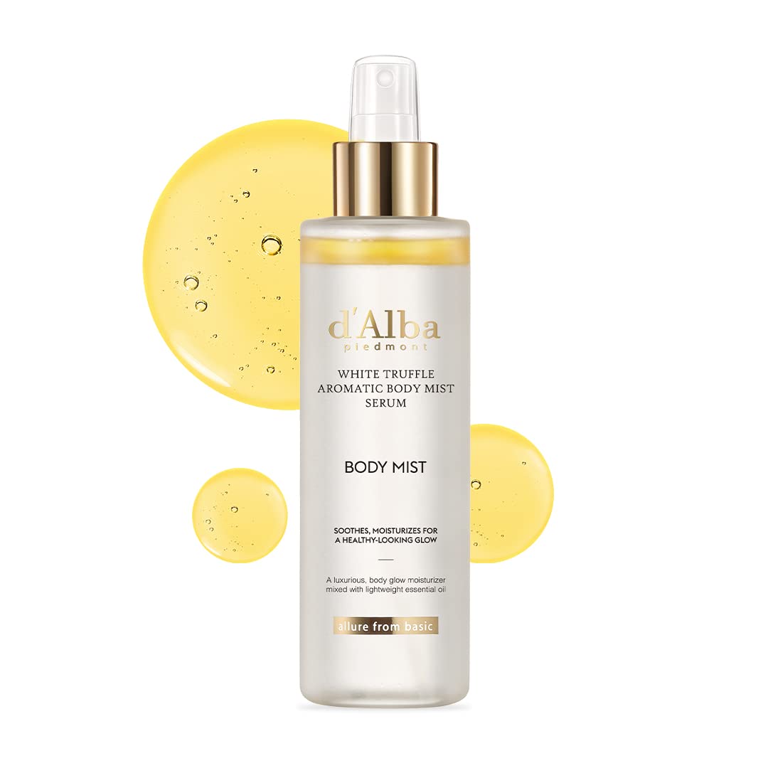 D'Alba Italian White Truffle Aromatic Body Mist Serum, Glowy Hydrating Body Serum Spray, Go-To Body Mist For Dry And Damaged Ski