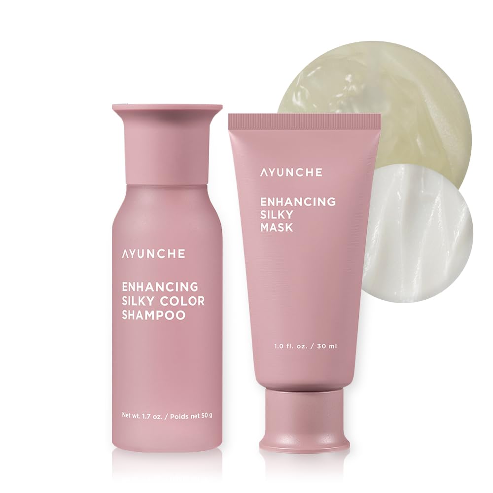 Ayunche Silky Shampoo And Hair Mask Mini Kit (1Oz) - Intensive Care For Dyed, Damaged And Tangled Hair | No Split Ends | Korean