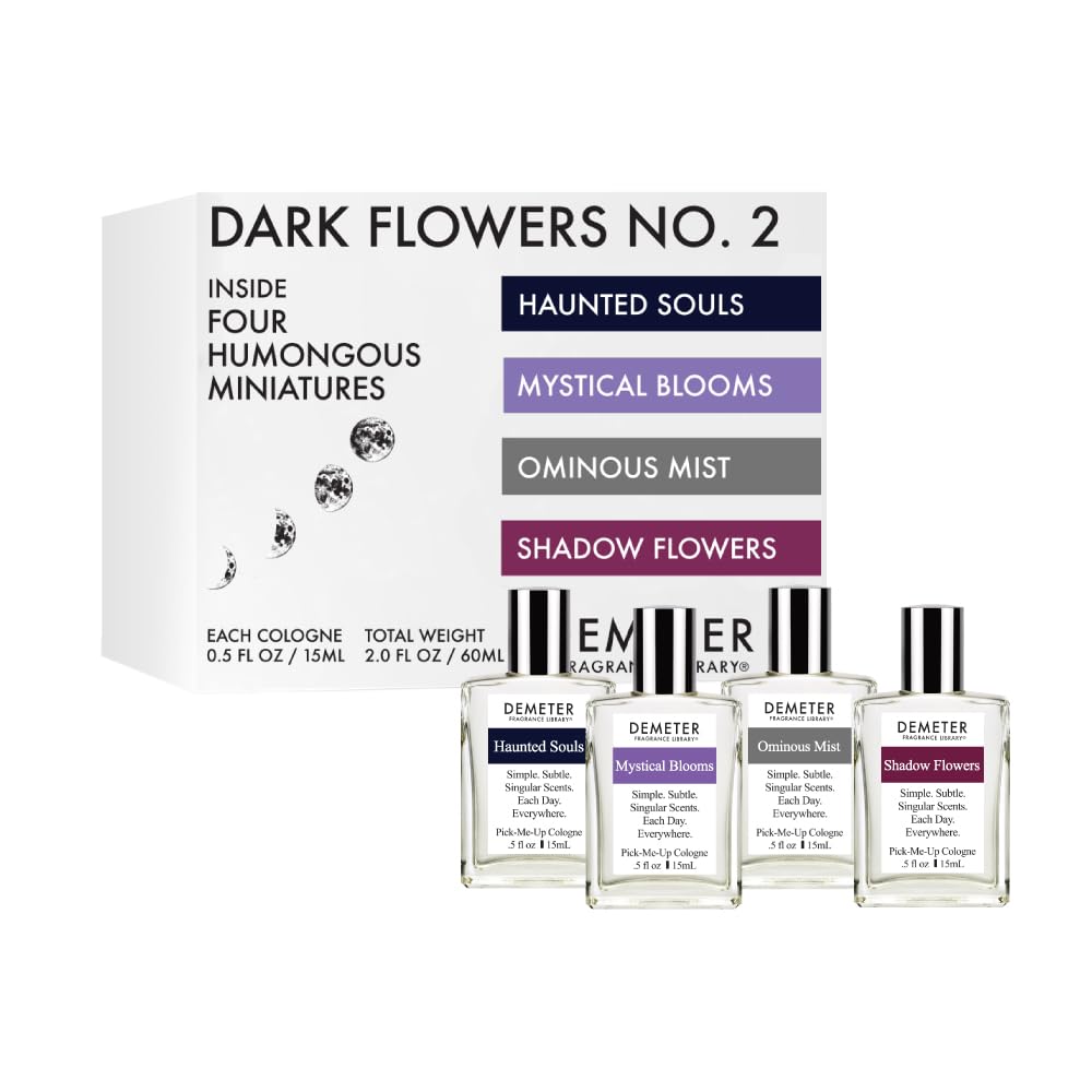 Demeter Dark Flowers No. 2 Humongous Miniature Set Of 4 Colognes, Haunted Souls - Mystical Blooms - Shadow Flowers - Ominous Mis