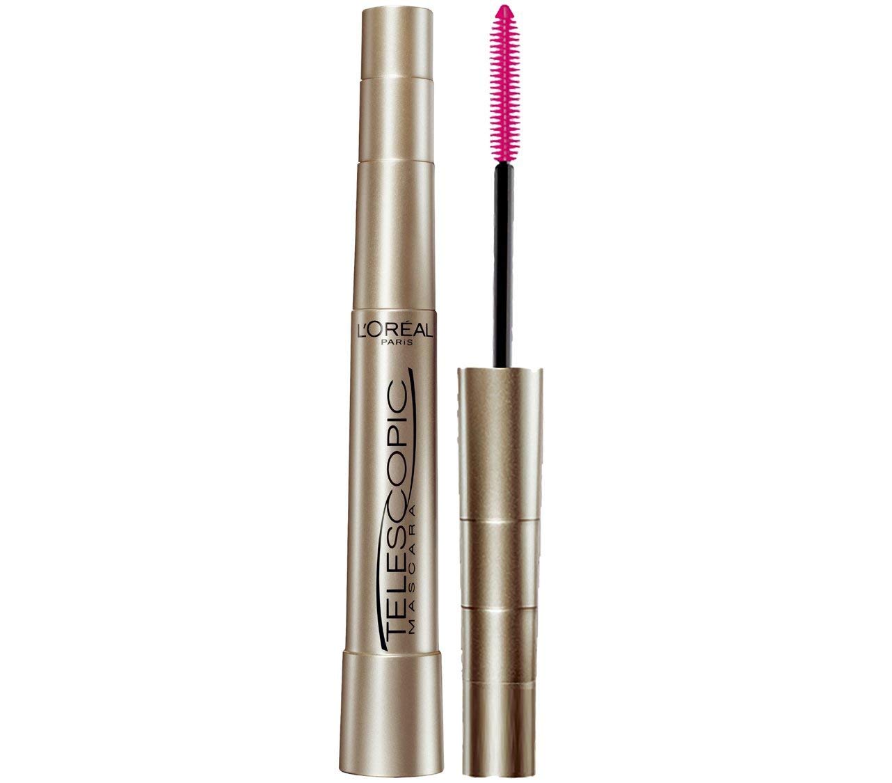 LOreal Paris Makeup Telescopic Original Lengthening, Lash Separating Mascara with Dual Precision Brush, Washable, Blackest Blac