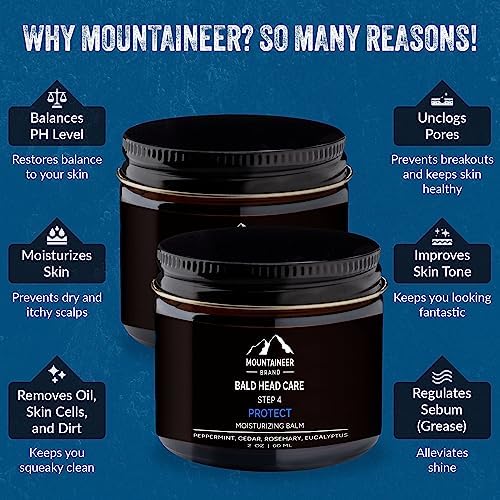 Mountaineer Brand Ultimate Bald Head Care Gifts Bundle For Men | All Natural 5 Step Skin Care For Healthy Scalp & Face | Exfolia