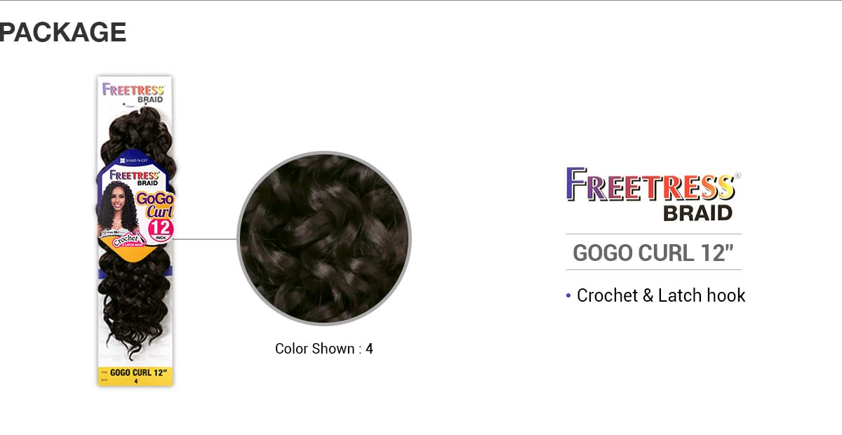 Gogo Curl 12 (1B Off Black) - Freetress Synthetic Braid Crochet Bulk Braiding Hair
