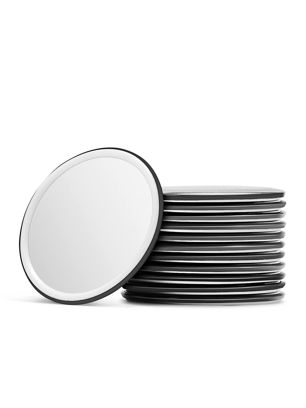 Getinbulk Compact Mirror Bulk Round Makeup Glass Mirror For Purse Great Gift 2.5 Inch Pack Of 12 (Black)