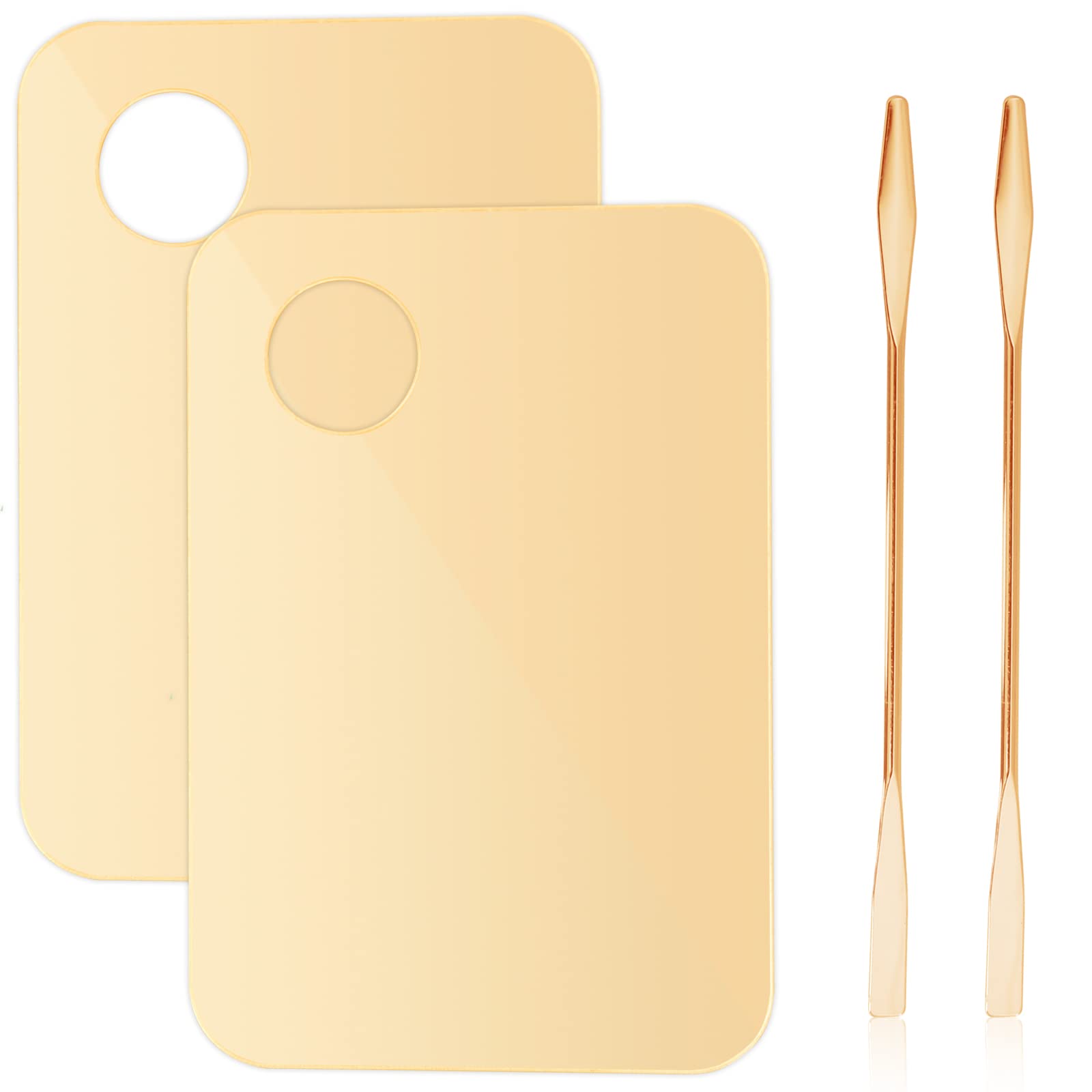 2Pcs Acrylic Makeup Mixing Palette with 2 Pcs Makeup Spatula, Foundation Mixing Tray Cosmetic Palette Mixer Makeup Palette for F
