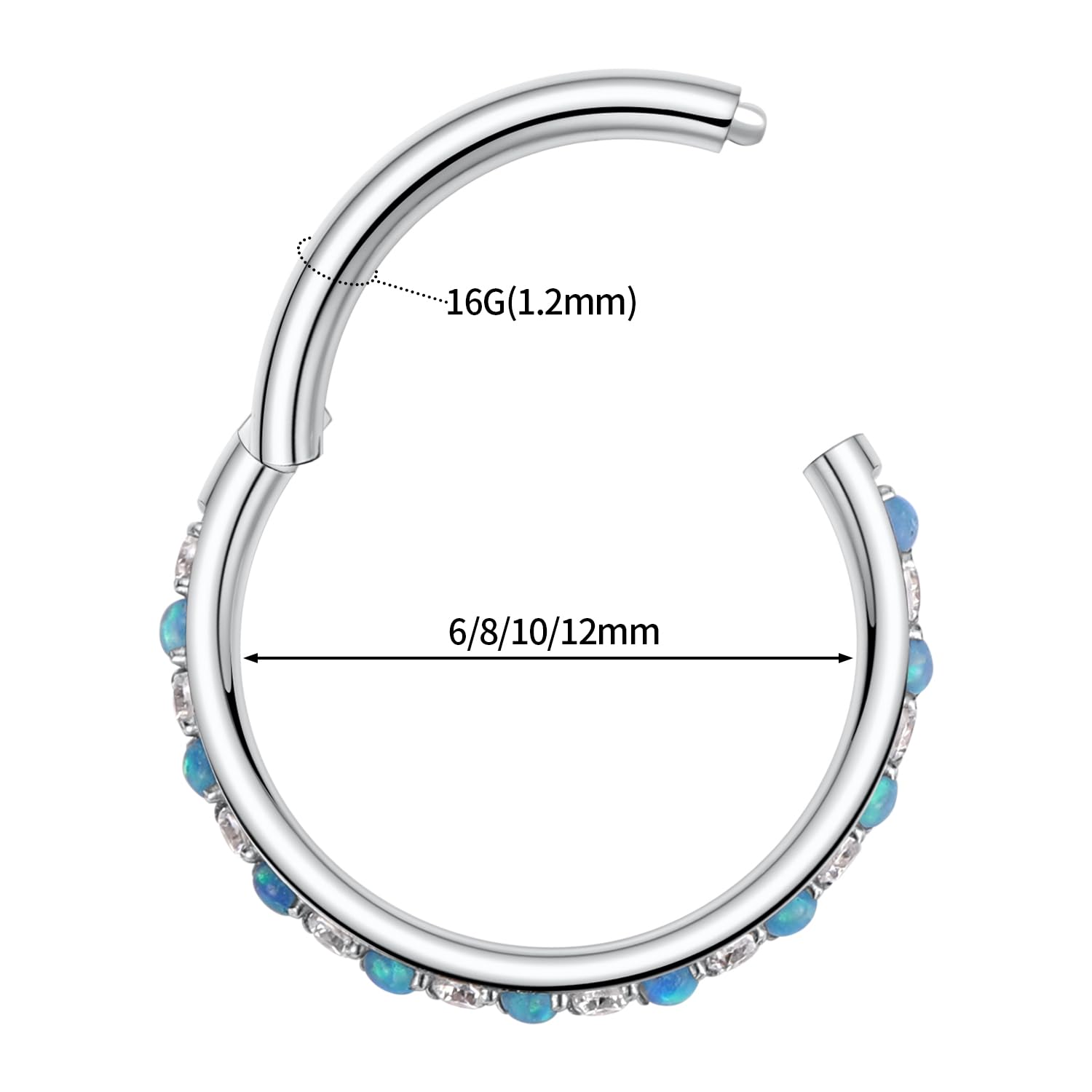 FUNLMO 16G Septum Ring Nose Ring Hoop Cartilage Conch Daith Tragus Helix Piercing Jewelry 8mm Silver