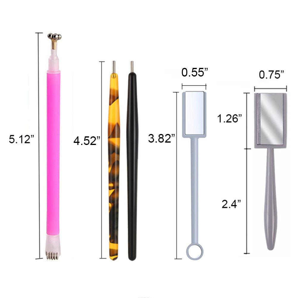 Wokoto 5Pcs Nail Magnet Tool Set With Double Head Flower Design Nail Magnet Pens And Strong Magnet Stick For Cat Eye Gel Polish