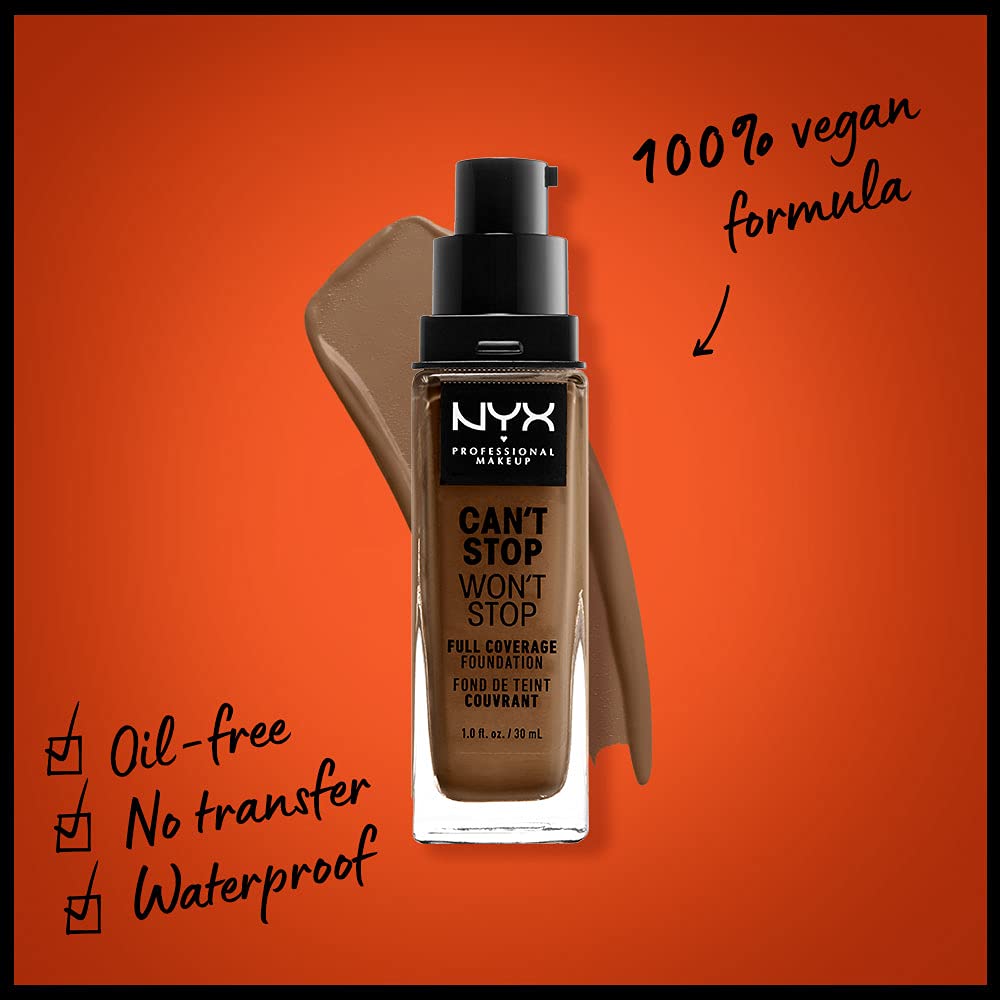 NYX PROFESSIONAL MAKEUP cant Stop Wont Stop Foundation, 24h Full coverage Matte Finish - Deep Sable