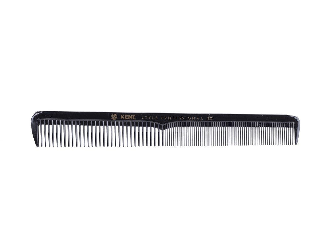 KENT Style Professional, Deep Toothed Cutting Comb SPC80, Ideal For Fine To Medium Hair, Wet Or Dry, Black, 180mm