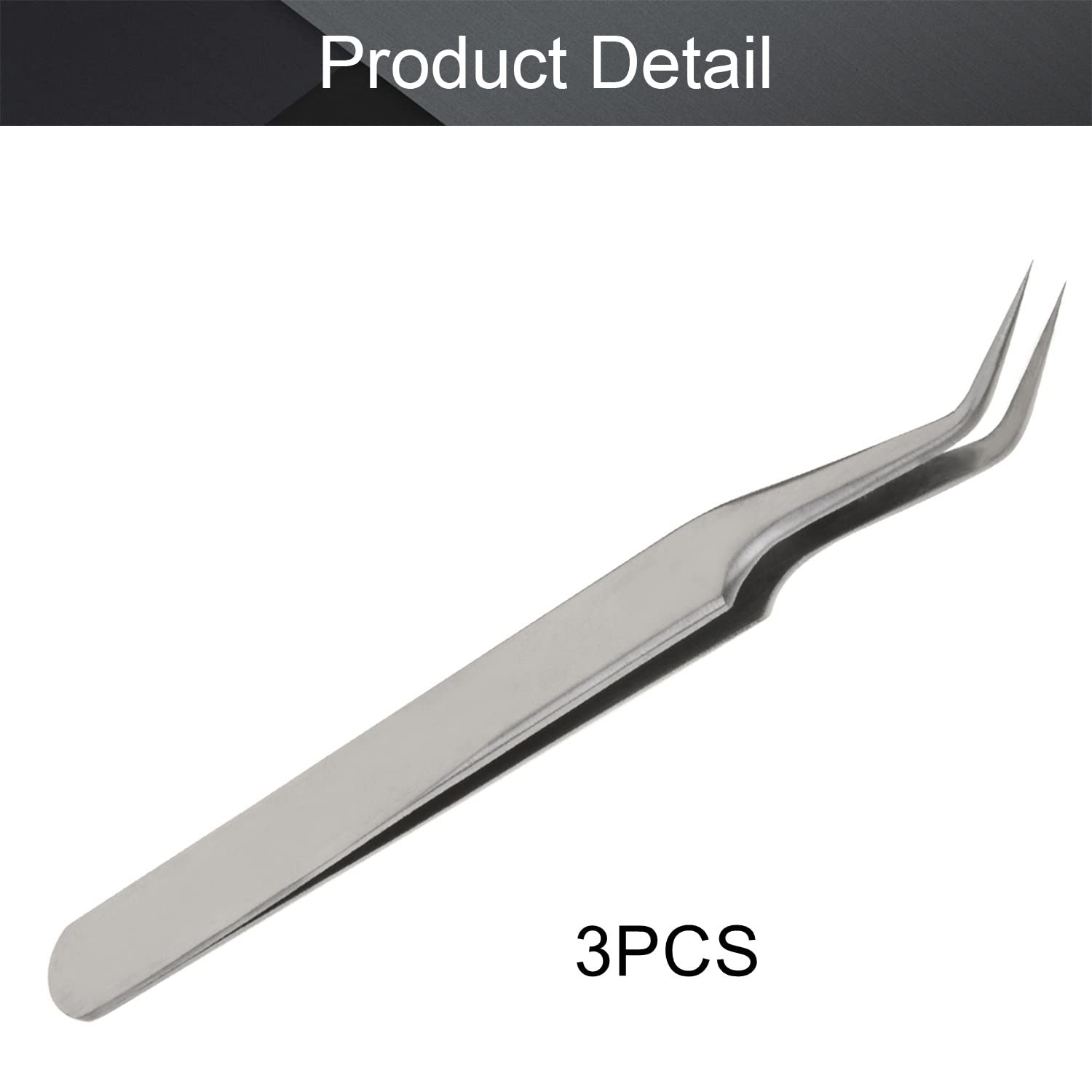 Utoolmart St-15 High Precision Stainless Steel Micro-Magnetic Pointed Tip Tweezer Silver Tone Opp Bags 3 Pcs