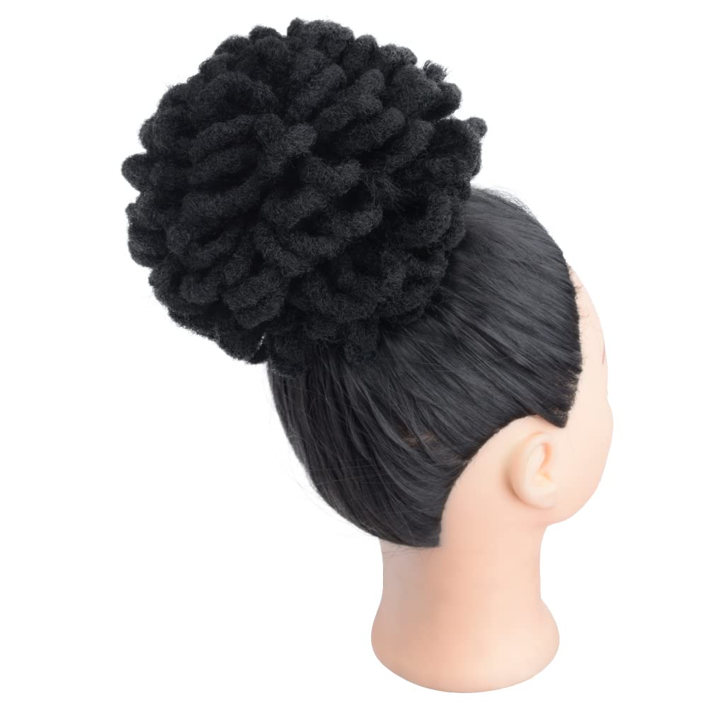 Yinmei Baibian 10Inch Dreadlocks Bun Drawstring Ponytail Hair Chignon Curly Braided Afro Puff Nu Locs Braids Buns Hairpiece Synt