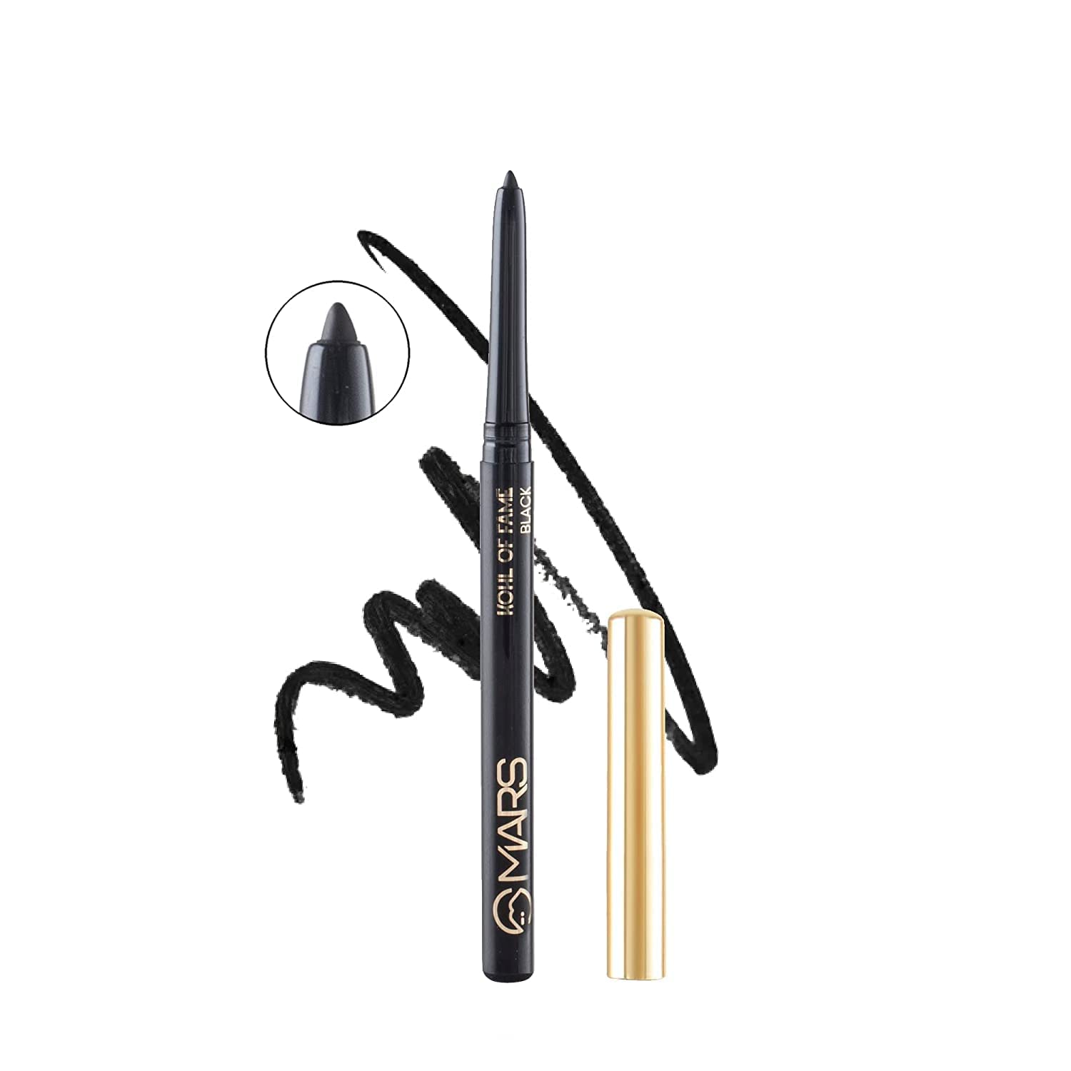 Mars Kohl Of Fame Up To 12 Hours Stay Retractable Kajal | Smudgeproof And Waterproof | Long Lasting (0.35G) (Black)
