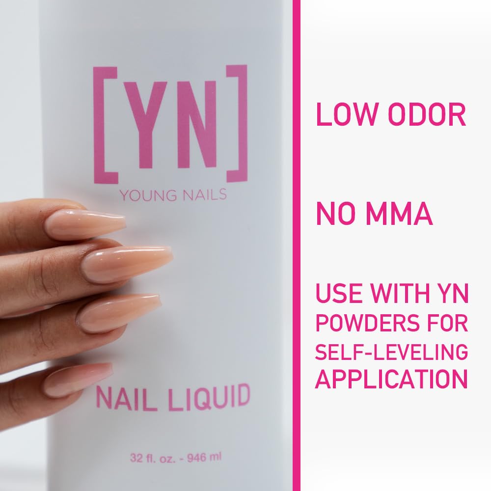 Young Nails Liquid Nail Monomer For Acrylic Nail Powder - Professional Liquid Monomer, Acrylic Nails At Home, Low Odor, Mma Free